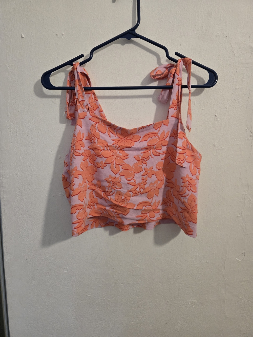 Roxy Pink Crop Top with Orange Floral Print